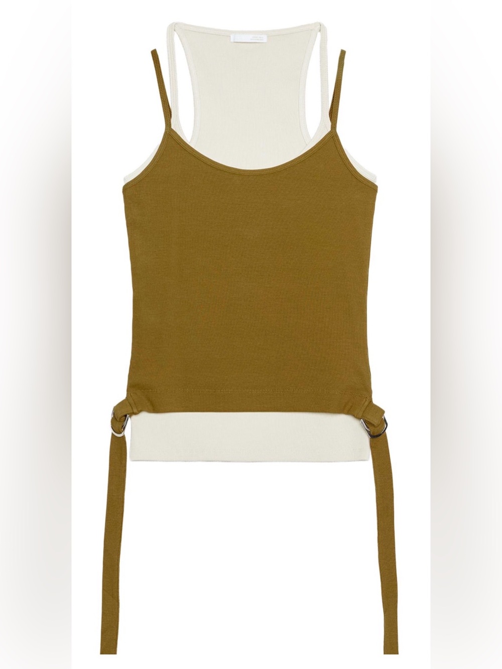 Zara Double Contrast Effect Top - Ecru/Olive